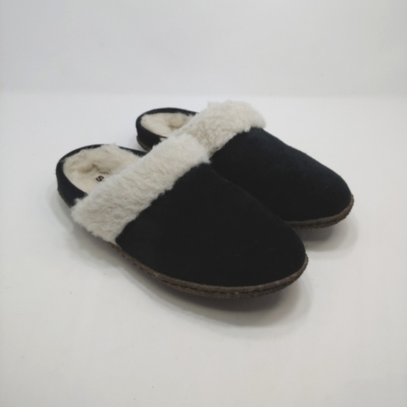 Sorel Women’s Nakiska Slide II Slip On Slipper Black Sudee Faux Sherpa NL3655 6‎ - Picture 1 of 10